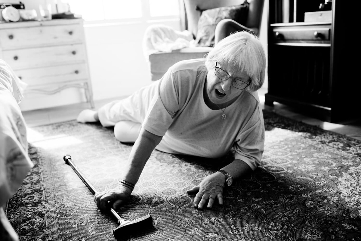 Senior women fell to the floor