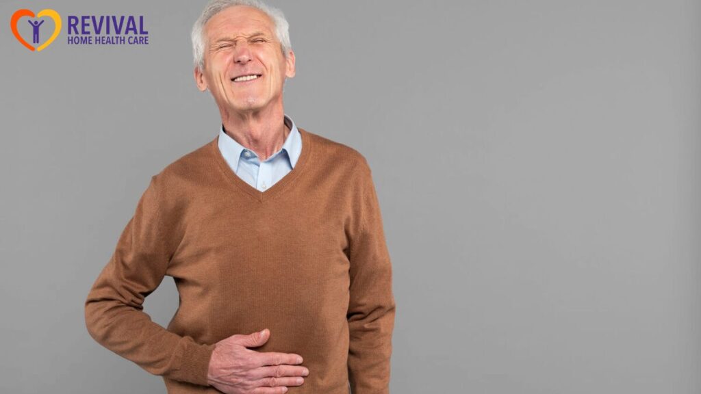Man holding his hand on his stomach
